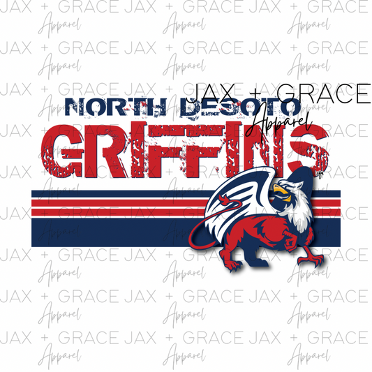 ND Griffins distressed stripe bottom