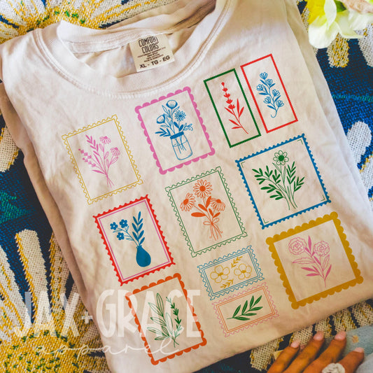 Floral Stamp T Shirt | Ivory