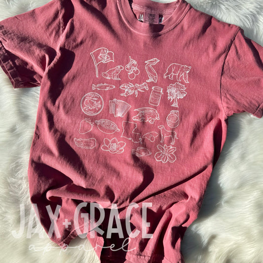 LA State Doodle | Comfort colors brick