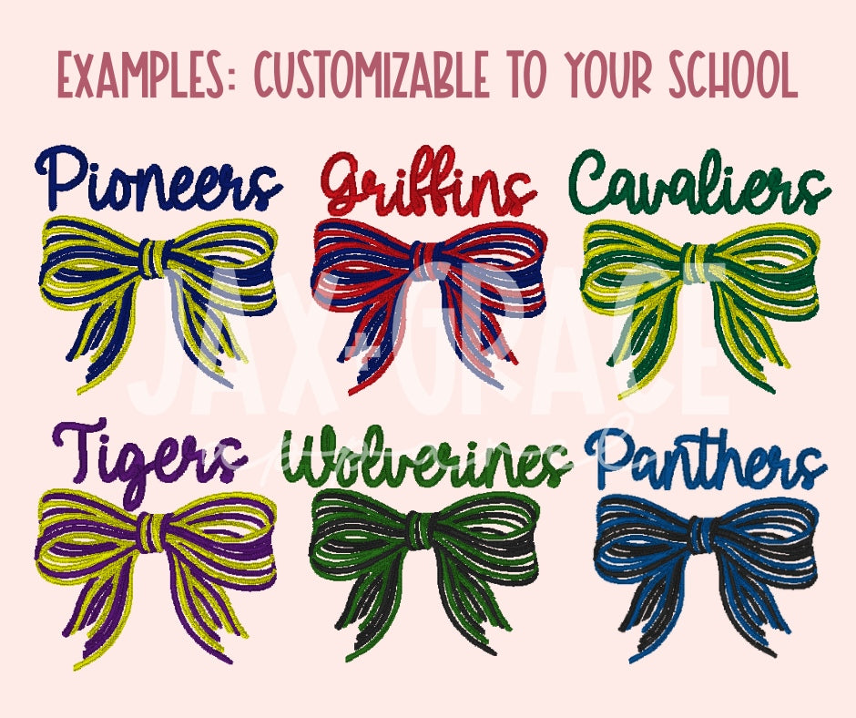 CUSTOM embroidered school bow | Left chest size