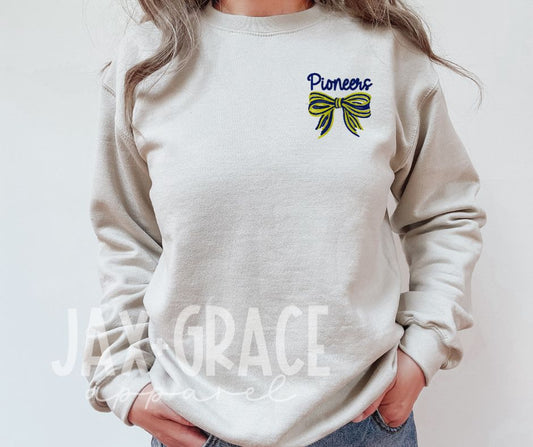 CUSTOM embroidered school bow | Left chest size