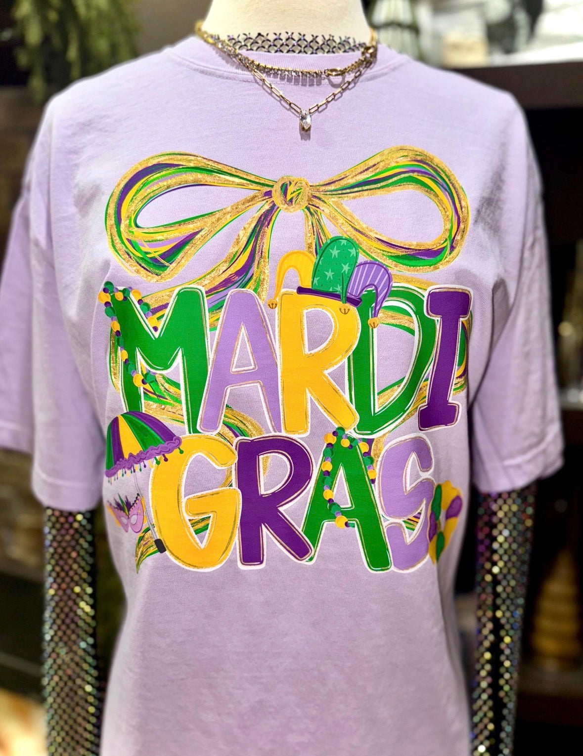 Mardi Gras Bow t shirt