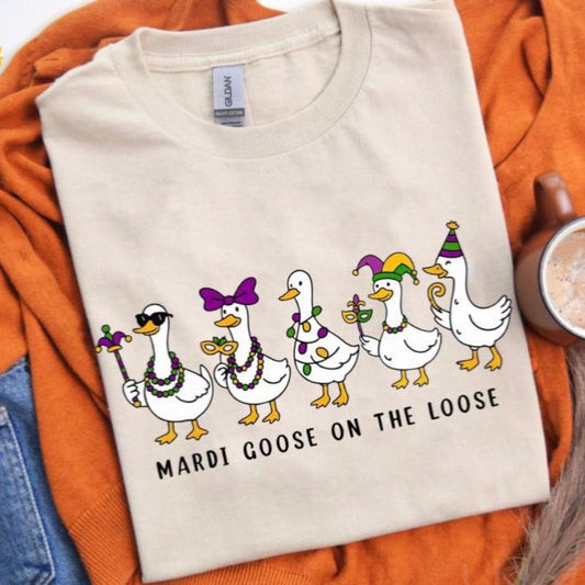 Mardi Goose on the Loose t shirt